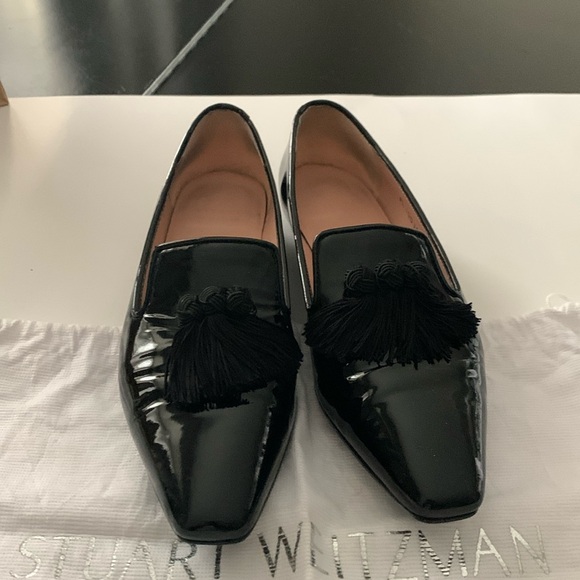Ladies Stuart Weitzman black patent Ballet Flats - Picture 1 of 3